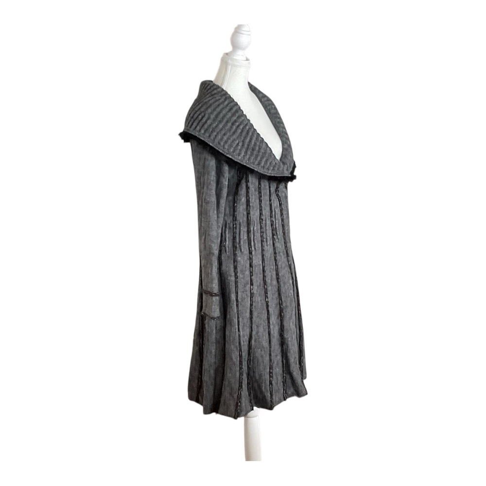 Joseph Ribkoff Alpaca Blend Coatigan Sweater Coat Grey Ribbed Collar Size 12 - Picture 4 of 8